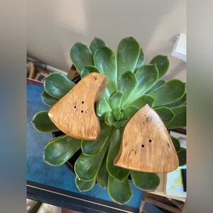 Rare Vintage MCM Wood Salt and Pepper Shakers:Rustic/ Retro/ Mid Century/Kitchen